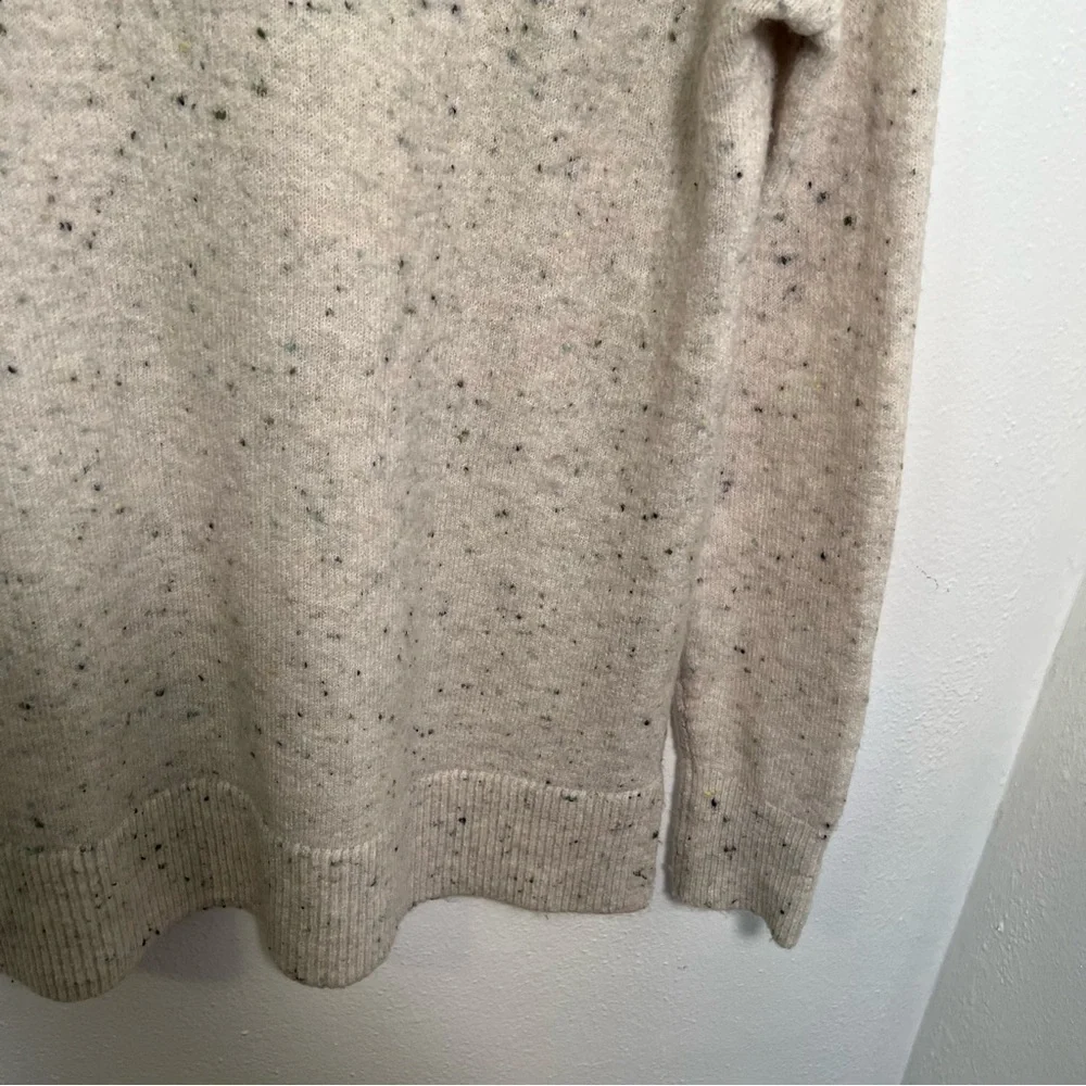 Loft Women's Size XS Flecked Mock Neck Tunic Sweater Cream Speckled Textured